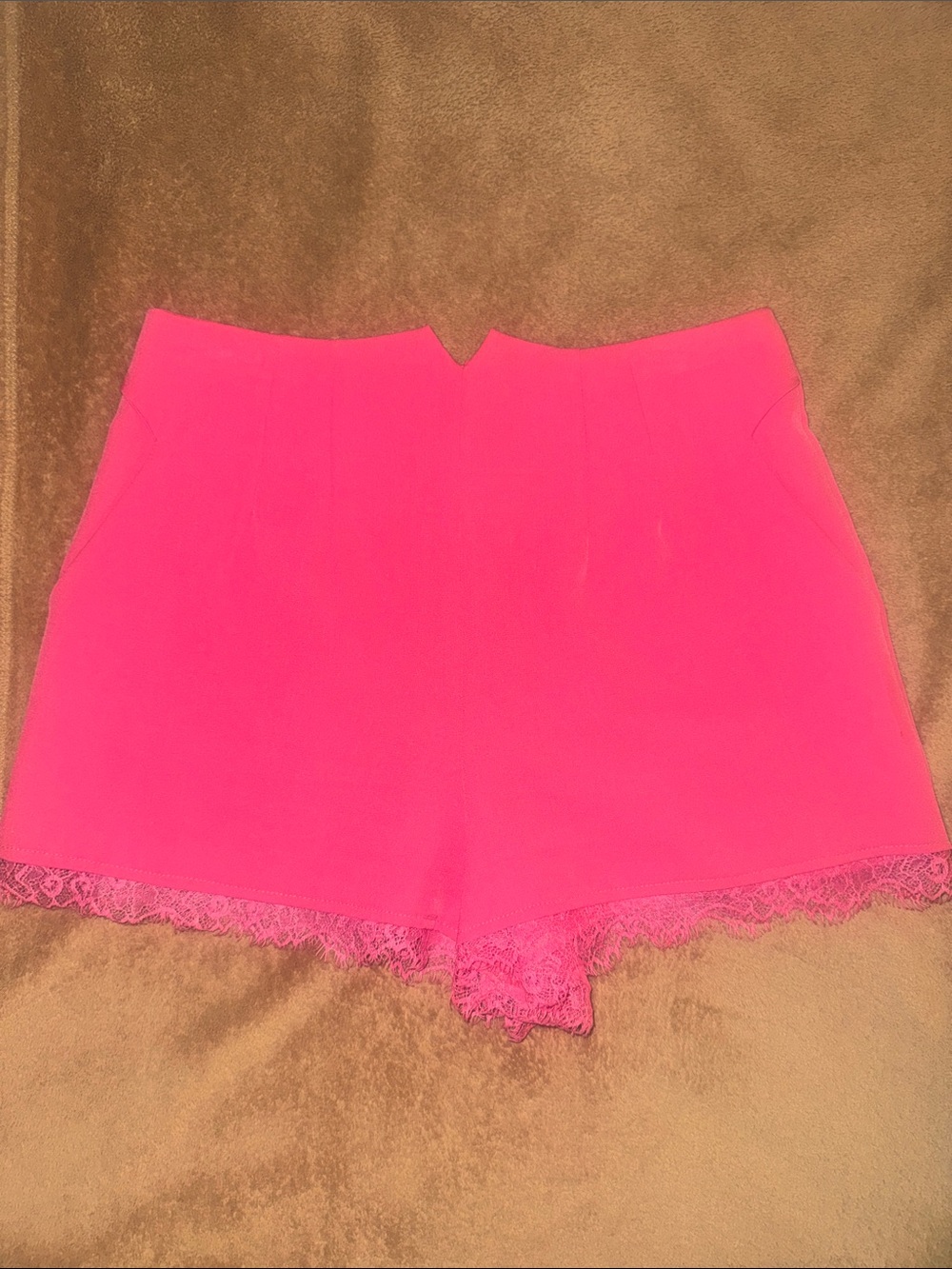 DO+BE Neon Pink Lace Trim High-Waist Shorts